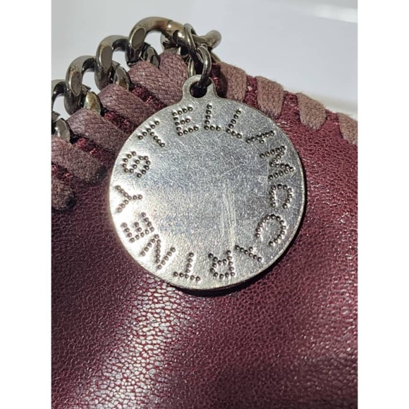 Authentic Stella McCartney Faux Leather Falabella Shoulder Bag Burgundy - Picture 8 of 14